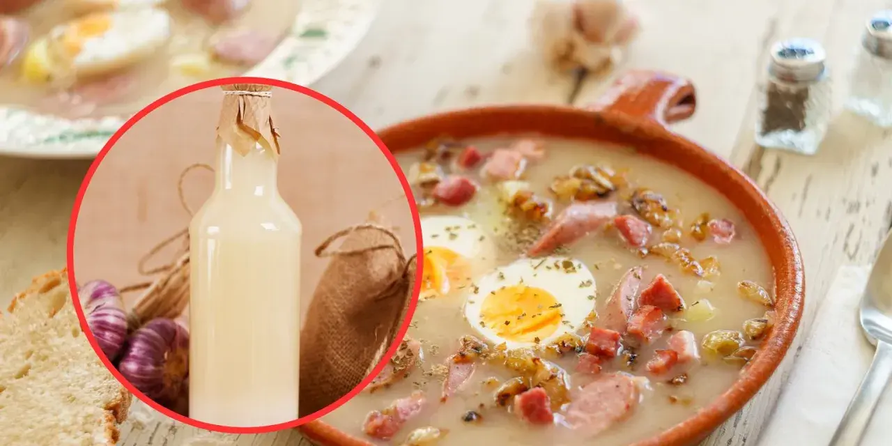Prosty przepis na żurek z butelki. Aromatyczna zupa z kiełbasą, jajkiem i chrzanem. Idealna na Wielkanoc.