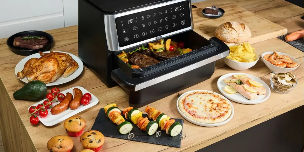 Airfryer przepisy po polsku: pieczony kurczak, steki, ryba, szaszłyki, frytki, pizza, muffinki i więcej.
