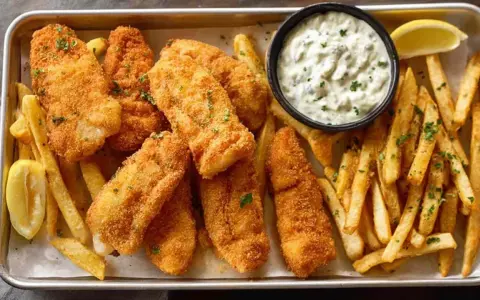 Chrupiąca ryba z airfryer, podana z frytkami, sosem tatarskim i cytryną. Pyszny obiad gotowy w mgnieniu oka!