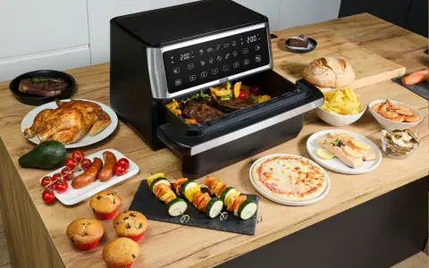 Airfryer przepisy po polsku: pieczony kurczak, steki, ryba, szaszłyki, frytki, pizza, muffinki i więcej.