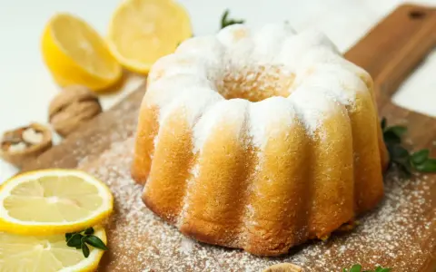 Puszysta babka cytrynowa posypana cukrem pudrem, idealna na niedzielne popołudnie. Ten przepis na babkę cytrynową jest prosty i szybki.