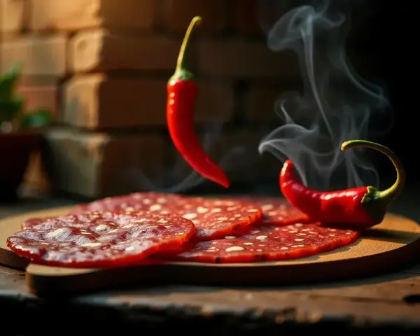 Plasterki salami z pieprzem i dymem, jakby prosto z pieca do pizzy. Idealne na ostrą spinatę.
