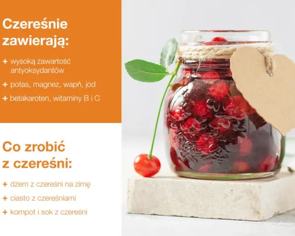 Słoik pełen czereśni, idealnych na dżem, ciasto lub kompot. Dowiedz się, co zrobić z czereśni!