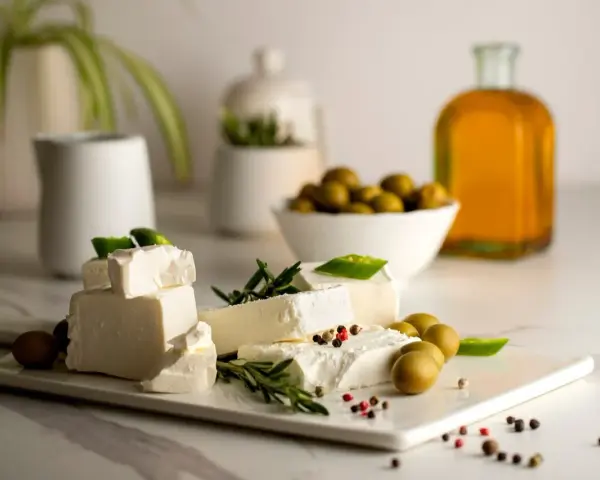 Ser feta, oliwki i oliwa z oliwek – klasyka kuchni greckiej. Idealne na letnią przekąskę.