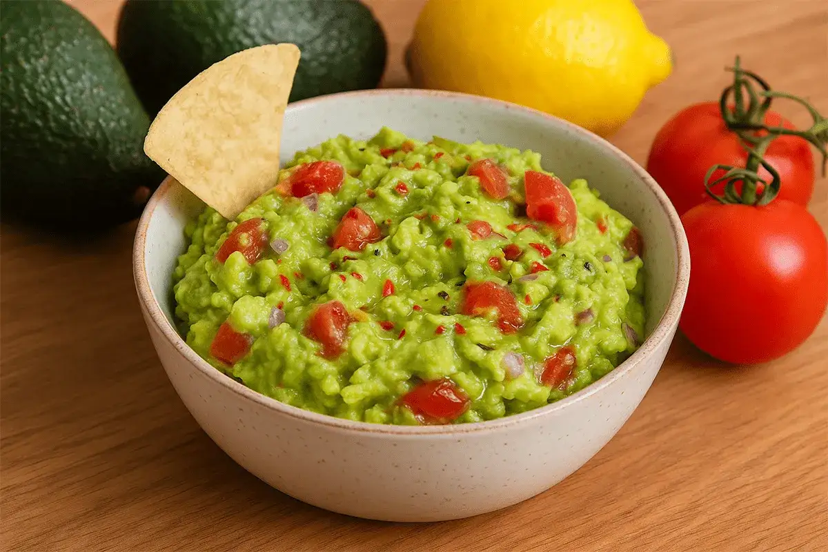 Pyszne guacamole z pomidorami i cebulką, idealne do nachos. Prosty przepis na guacamole, który zachwyci każdego.